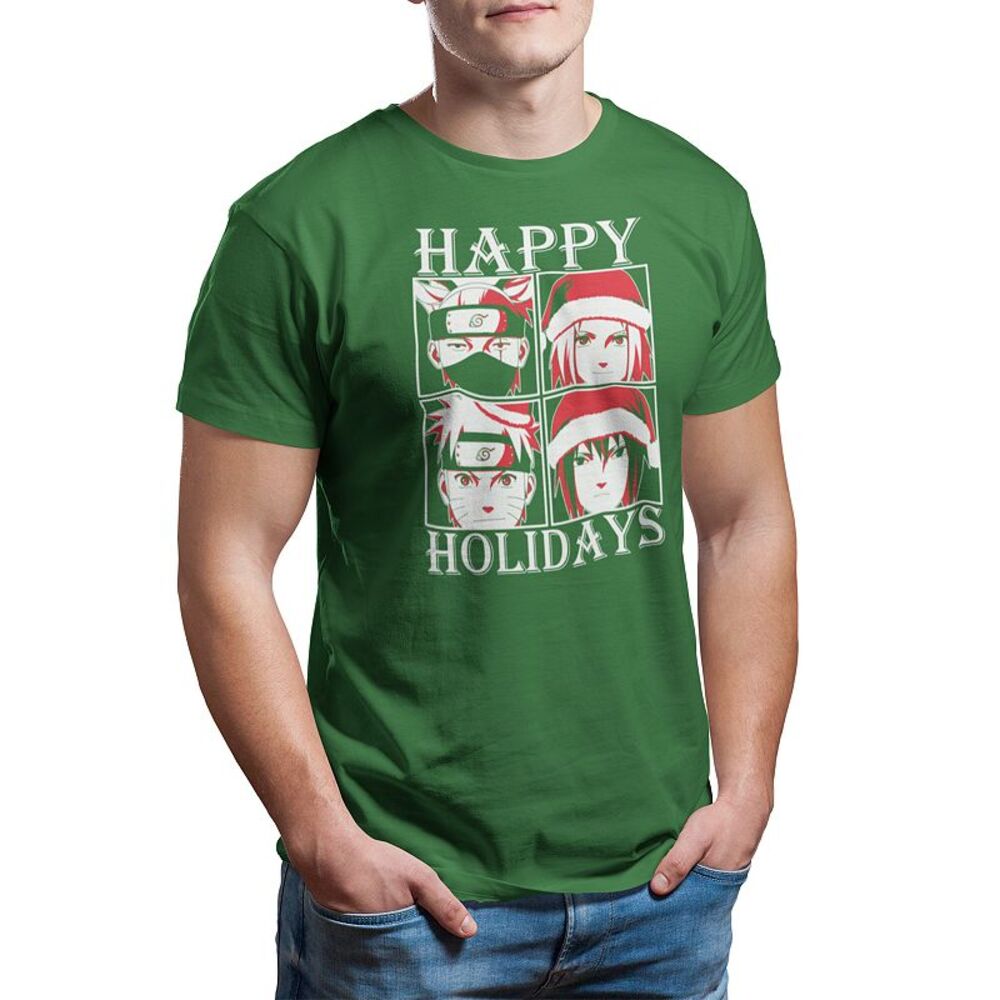 Ripple Junction Mens Green Naruto Shippuden Happy Holidays Christmas Large NWT